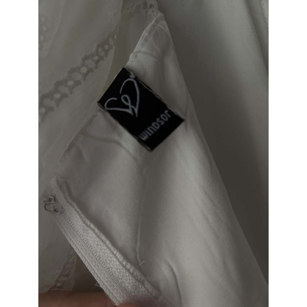 Windsor White Sheer Puff Sleeve Mini Ruffle Dress With Eyelet Detail Size Small - Picture 5 of 12